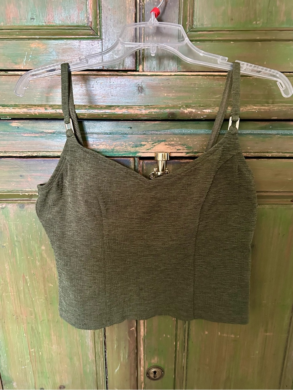 Adjustable Olive Green Cropped Cami Top